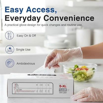 Schneider Clear Vinyl Exam Gloves, Latex-Free, Disposable Medical Gloves, Cleaning Gloves, Food Safe, Powder-Free, 4 mil - size: Large