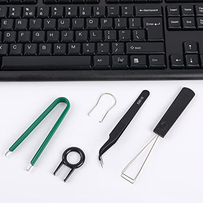 5 Pcs Keyboard Cleaning Tools - Switch Puller Set, Stainless Steel Keycap Remover Kit with Keycap Tweezers for Mechanical Keyboard