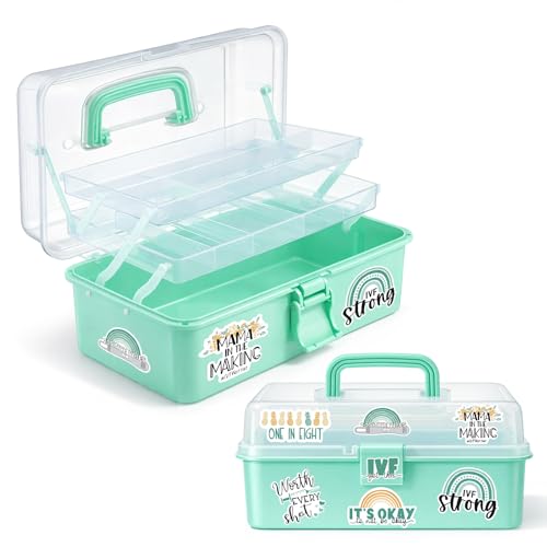 Mifoci Green Ivf Medication Organizer Gift Caddy 3-layer Plastic Dividing Storage Box with Spacers Ivf Meds Must Haves Organize Supplies Womens Home Utility Box - color: Green