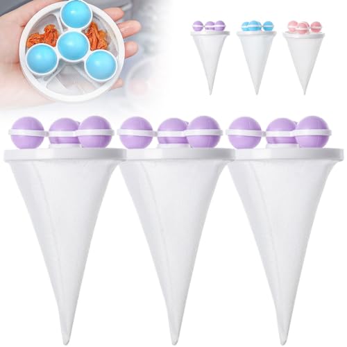 3PCS Washing Machine Lint Catcher, Reusable Floating Mesh Laundry Filter Bags, Pet Hair Collector for Washing Machine, Floating Hair Catcher for Clothes Cleaning (Purple) - color: Purple