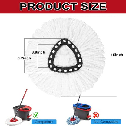 8 Pack Spin Mop Replacement Heads, 100% Microfiber Spin Mop Refill for Easy Wring Compatible with Triangle Spin Mop, 360 Degree Spinning Mop Replace Head for Floor Cleaning - size: 8Pack
