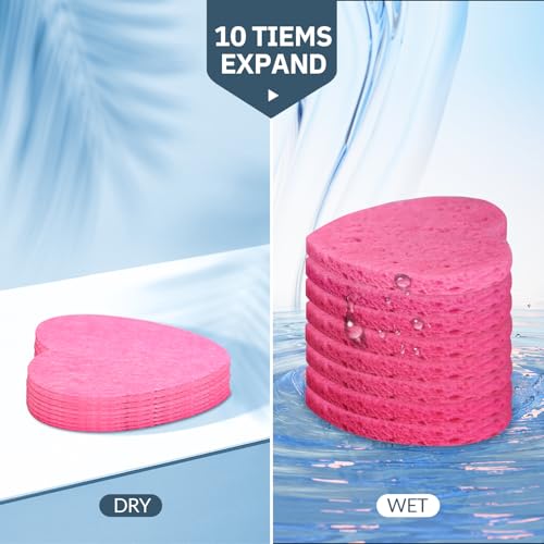 50-Count Compressed Facial Sponges, Spunspon 100% Natural Cellulose Face Sponge Daily Cosmetic Spa Sponges for Face Cleansing Makeup and Mask Removal, Exfoliating Skin Massage for Travel Home, Pink - color: 50- Pack Pink