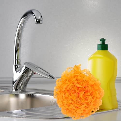 Reusable sponge, washable scrubber, non-scratching, odorless dish scrubbie - Peony collection 1ct (Orange) - color: Orange