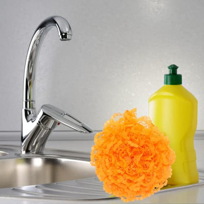 Reusable sponge, washable scrubber, non-scratching, odorless dish scrubbie - Peony collection 1ct (Orange) - color: Orange