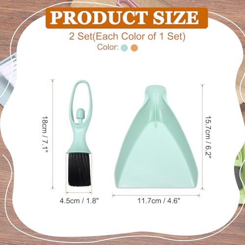 uxcell 2 Pcs Mini Dustpan and Brush Set, Small Broom and Dustpan Set for Office Tabletops Sofas Keyboards Home Cleaning Tool, Light Blue/Orange Yellow - color: Light Blue/Orange Yellow