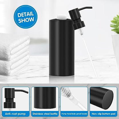 ARKTEK Large Stainless Steel Countertop Soap Dispenser Matte Black- Rust and Leak Proof Liquid Hand Soap Pump Bottle for Kitchen, Bathroom and Countertop Hand Dish Lotion (20 Oz / 600ml) - color: 666-black