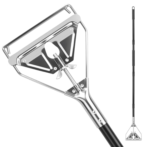 KeFanta 60" Metal Mop Handle Commercial Heavy Duty, Quick Change Industrial Mop Stick Replacemet,Side Gate Mops Head Replacement Holder for Floor Cleaning - style: 1 Pack Mop Handle