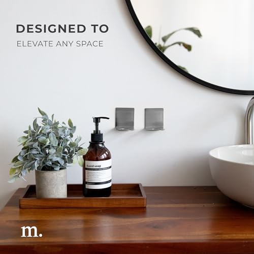 MAISONOVO Adhesive Soap Holder | Shampoo Bottle Holder Set of 2 - Silver | Soap Bottle Holder | Wall Mounted Soap Holder | Soap Dispenser Holder - color: Soap Dispenser Mount Set of 2 | Silver