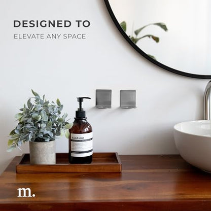 MAISONOVO Adhesive Soap Holder | Shampoo Bottle Holder Set of 2 - Silver | Soap Bottle Holder | Wall Mounted Soap Holder | Soap Dispenser Holder - color: Soap Dispenser Mount Set of 2 | Silver