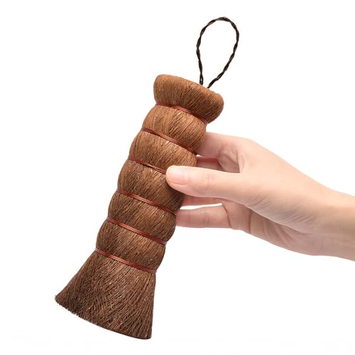 1 Pack Palm Dish Brush, Natural Palm Fiber Scrub Brush for Washing Dishes, Pots & Pans - Soft, Dense Bristles Non-Scratch, Hanging Loop for Easy Storage, Ideal for Kitchen Cleaning