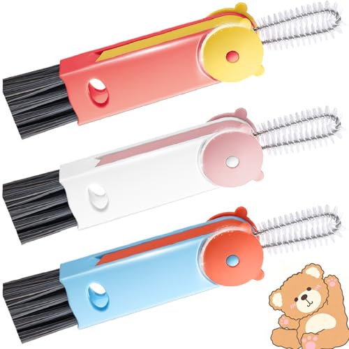 3 in 1 Cup Lid Cleaning Brush, Multifunctional Crevice Gap Cleaner for Tumbler Water Bottle Lid, Deep Clean Tool for Home Kitchen, Red Blue White（3 PCS） - color: Red, Blue, White(bear)