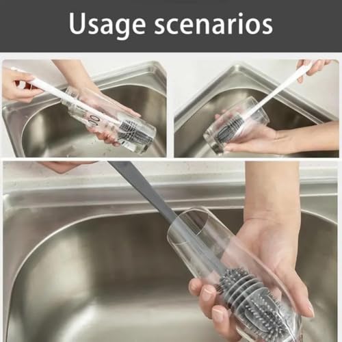 Long Reach Cleaning Brush - Flexible Silicone Brush for Bottles & Containers