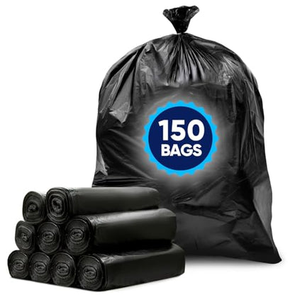 Tasker 55-60 Gallon Trash Bags Heavy Duty | Mega ValuePack 150 Bags | Large Black Garbage Bags | for Office, Commercial, Outdoor, Lawn, and Leaf - size: 150 Count (Pack of 1)