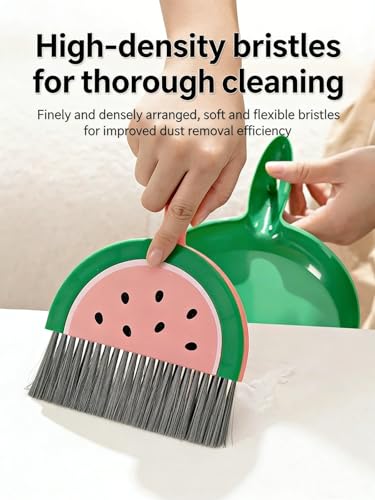 Mini Desk Broom and Dustpan Set High Density Bristle Small Handheld Desktop Cleaning Brush Compact Snap On Space Saving Tool for Desks Keyboards Office Car Interiors Small Spaces - color: Yellow Lemon