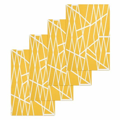 Modern Yellow, Hand Towels Set, Waffle Weave Kitchen Towels 4 Pieces, Microfiber Hair Face Bath Tea Towel Absorbent Quick Drying Cleaning Dish Cloths, White Minimalist Geometric Stripes 15.7"x23.6" - size: 4PCS,15.7"x23.6"