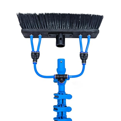 Aquaspray Venom 40FT Premium 24T Carbon Fiber Water Fed Pole Kit for Window & Solar Panel Cleaning, Anti-Spin Clamps, 10 inch Dual-Trim Brush, 55FT Hose, 3/4 in Quick Connect