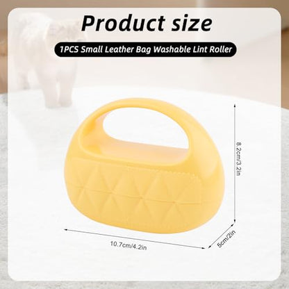 Lint Roller with Washable Sticky Roller Head,Reusable Mini Lint Roller Pet Hair Remover,Portable Lint Remover for Dog,Cat Hair,Clothes,Furniture - color: Yellow Bag