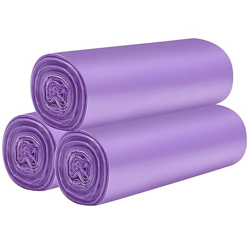 3 Rolls Small Trash Bags - 60 Counts Durable 4 Gallon Small Garbage Bags for home office kitchen Bathroom Bedroom Trash Can liners（Purple） - color: 60 Count Purple