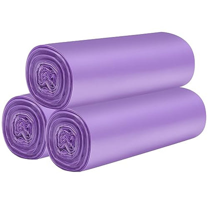 3 Rolls Small Trash Bags - 60 Counts Durable 4 Gallon Small Garbage Bags for home office kitchen Bathroom Bedroom Trash Can liners（Purple） - color: 60 Count Purple