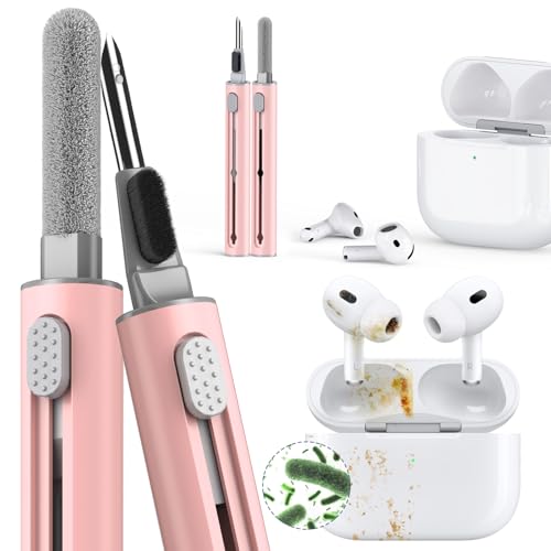 【1 Pack】 Cleaner Kit for Apple Airpods 4 Earbuds,Cleaning Kit Pen Shape with Soft Brush Flocking Sponge Tool for Bluetooth Earphones Headphones Charging Case,Phone,Camera and Computer(Pink) - color: B3-Pink