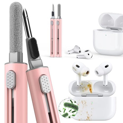 【1 Pack】 Cleaner Kit for Apple Airpods 4 Earbuds,Cleaning Kit Pen Shape with Soft Brush Flocking Sponge Tool for Bluetooth Earphones Headphones Charging Case,Phone,Camera and Computer(Pink) - color: B3-Pink