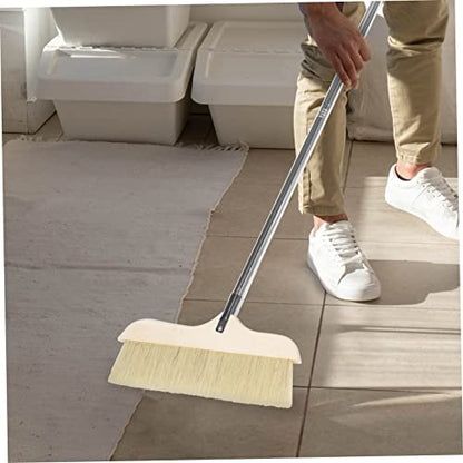 Indoor Outdoor Dust Mop Soft Bristle Cleaning Brush Collapsible Handle - color: Black