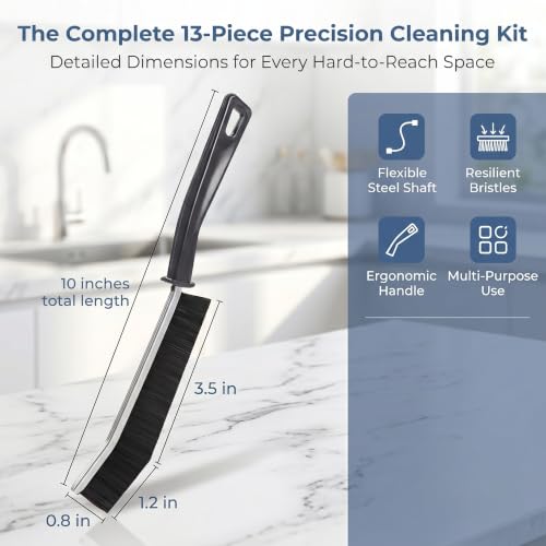 Household Cleaning Brushes, 13 Pack Hard Bristle Crevice Cleaning Brush, Multi-Functional Gap Scrubber for Bathroom, Kitchen, Tile, Window, Narrow Crevices - color: Black-13pcs