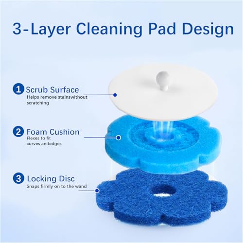 Disposable Toilet Brush with 42 Refills, Toilet Bowl Cleaner Brush with Holder, Wall Mounted Toilet Wand Kit, Random Color Refill Heads in Blue, Yellow or Purple