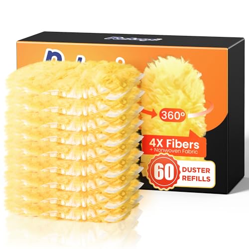 60 Count Heavy Duty Duster Refills for Swiffer, Multisurface 360° Larger Size Dusters with 4X Microfibers, Unscented Disposable Dusters for Cleaning Home, Blinds, Fans, Corners (Only Duster) - size: 60 Count