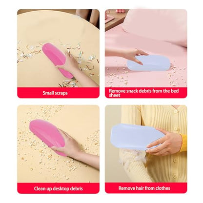 YUYTE Handheld Crumb Sweeper, Reusable Carpet Sweeper Cleaner Lint Roller Hair Removal Brush for Pet Hair Dust on Bedding Clothes Furniture with Washable Design (Rosy)