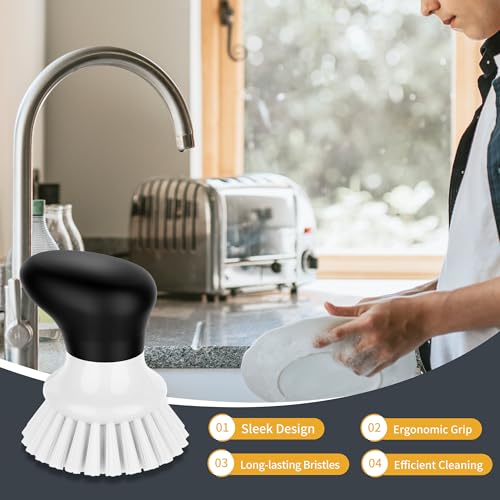MR.SIGA Dish Scrub Brush, Palm Brush Dish Scrubber with Ergonomic Grip, Kitchen Brushes for Dishes, White, Pack of 2 - color: White