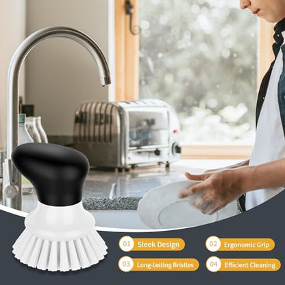 MR.SIGA Dish Scrub Brush, Palm Brush Dish Scrubber with Ergonomic Grip, Kitchen Brushes for Dishes, White, Pack of 2 - color: White