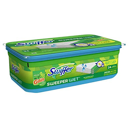 Swiffer Sweeper Wet Mopping Cloths, Multi-Surface Floor Cleaner with Gain Original Scent, 24 Count (Pack of 3) - size: 24 Count (Pack of 3)