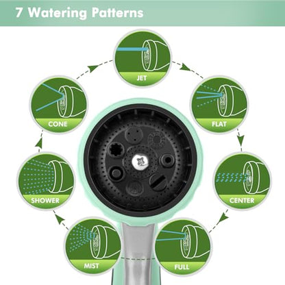 RESTMO Metal Watering Wand, Heavy Duty Garden Hose Wand with 180° Swivel Ratcheting Head, 16'' Hose Nozzle Sprayer with 7 Spray Patterns and Flow Control, for Water Hanging Baskets and Shrubs, Cyan - color: Cyan
