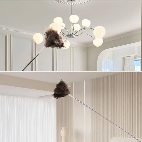 Ostrich Feather Duster Pole 28 to 72 Inch,Extendable Feather Duster Used for Home Cleaning Ceilings Furniture Fans - size: 28"-72"