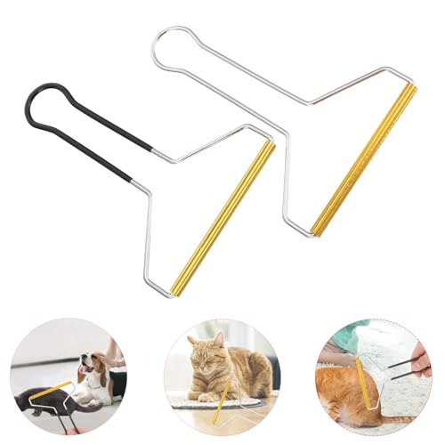 Angoily 2pcs Pet Hair Remover Lint Roller Clothes Hairball Cleaner Stainless Steel Manual Scraper for Furniture Carpet Coat Cleaning Tools