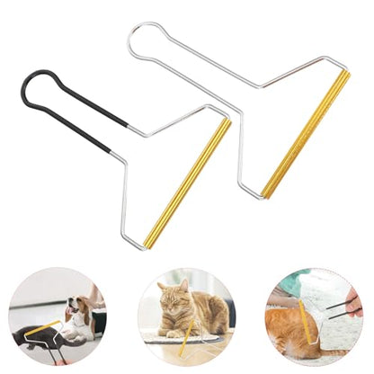 Angoily 2pcs Pet Hair Remover Lint Roller Clothes Hairball Cleaner Stainless Steel Manual Scraper for Furniture Carpet Coat Cleaning Tools