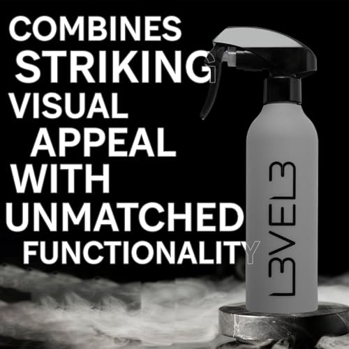 L3 Level 3 Rubberized Spray Bottle - Precise Action Mist Bottle for Effortless Hair Styling - Rubber Grip for Total Control - color: Grey