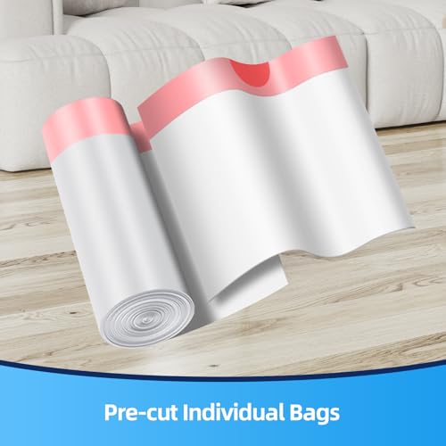 KUK 1.6 Gallon Drawstring Trash Bags - 60 Count White Small Garbage Bags, Unscented Strong Plastic Waste Basket Liners for Home/Office/Car, Fits 4.5-8 Liter Bins, 6 Rolls with Tear-Free Design - size: 1 Count (Pack of 60)