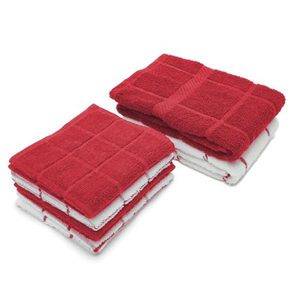 100% Cotton Kitchen Towels and dishcloths Sets, Super Soft & Absorbent, Dish Cloths for Washing Dishes, Dish Towel for Kitchen, 2 RED Dish Towels and 4 RED Dish Cloths - color: Red (Dt & Dc Combo)