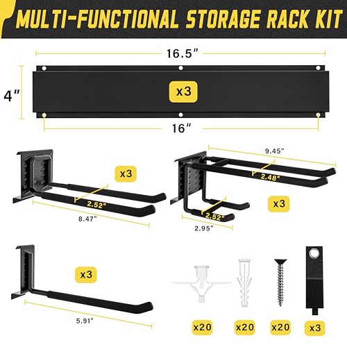 klasit Garage Wall Organizer,15Pack Carries 675 lbs,Garden Tool Organizer 48in With Large Storage Space,Easy Assembly, Sturdy Design,for Efficient Tool Storage Garage Organization | Carries 675 lbs - size: 49.5"15Pack