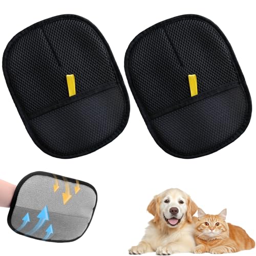2PCS Pet Hair Removal Gloves, Reusable Double Sided Electrostatic Pet Hair Remover Gloves, Washable Dog & Cat Grooming Gloves for Furniture, Bed, Sheets, Couch, Clothes, Carpet and Car Seat