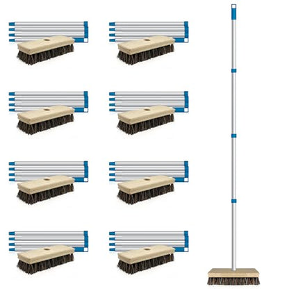LOLA Deck Scrub Brush, 9" x 3.5" Head w/Palmyra & PVC Bristles for Outdoor Cleaning, Removes Dirt & Grime from Patios, Decks, Grout, 9 CT - size: 9 Pack, style: Palmyra & PVC Deck Broom -Steel Handle