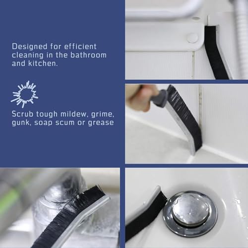 2 Pack Long Handle Gap Cleaning Brush, Multi-Purpose Hard Bristle Crevice Brush for Bathroom, Toilet, Tile Edges and Narrow Grooves