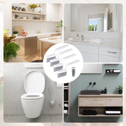 NQEUEPN 4pcs Grout Cleaner Brushes, V Shape Hard Bristle Crevice Stiff Cleaning Brush Grout Scrubber Shower Scrub Tool for Tile Floors, Tracks, Door Groove, Bathroom Gap, Kitchen, Window