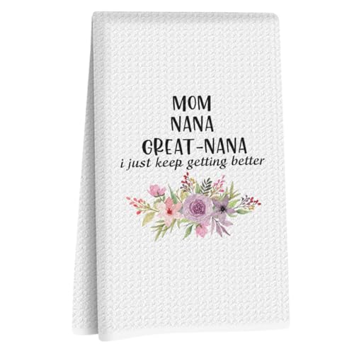 Great Grandma Dish Towels - Great Nana Gifts Reusable Dish Towel Waffle Weave Absorbent Kitchen Towels, Grandmas Hand Cloth Tea Towel, Grandma Gifts from Grandson Granddaughter (14×24 Inches) - color: Great Nana Quote