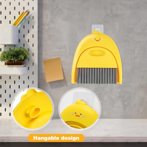 Small Broom and Dustpan Set,1pc Dust Pan and Brush Set,SUP Cute Little Yellow Duck Hand Mini Broom and Dustpan Set,Small dust pan Mini for Tabletop Debris,Keyboards&Clean Pet Cages (Duck) - style: Duck