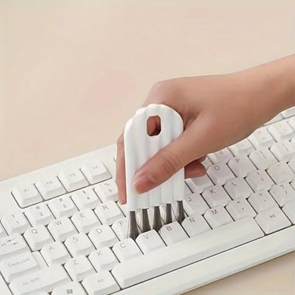 3PCS Cleaning Brush Keyboard Cleaner, Multi-Function Cleaner Tool Kit, Flexible Crevice Brush for Window Track, Cup Lids, Bottle Groove, Household Cleaning Tools (White)