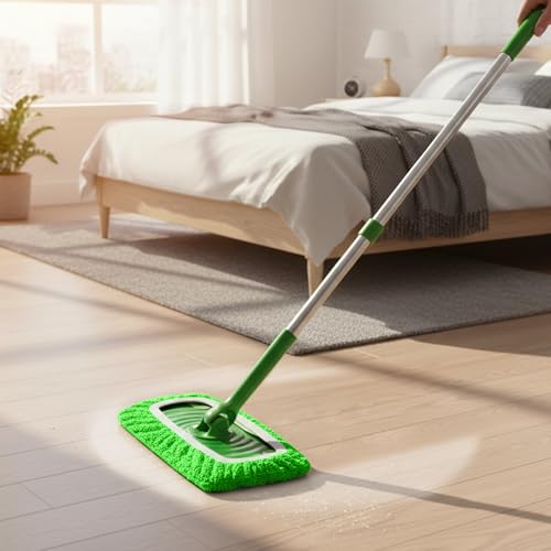 2 Pack Reusable Microfiber Mop Pads - Dry Sweeping Cloths & Wet Mopping Cloths - Washable Wet Pads Refill for Mopping Floors (Mop is not Included), Green - color: Green 2-pack