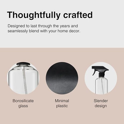 Public Goods Empty Glass Spray Bottle for Multi-Surface Cleaner | Refillable Spray Bottle for Cleaning | Made with Borosilicate Glass for Countertops, Tile, Floors, Appliances | BPA Free | 24 Oz - style: Empty Glass Bottle